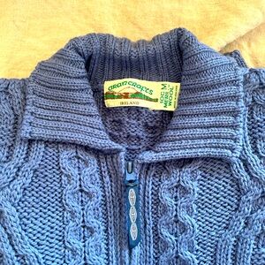 Aran Crafts Merino Wool Cardigan Sweater Size M Blue